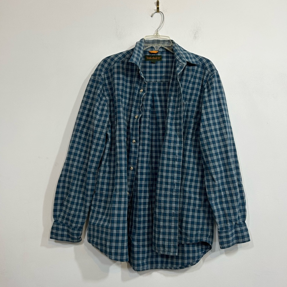 Timberland Blue Plaid Button Down Men’s Size Medium